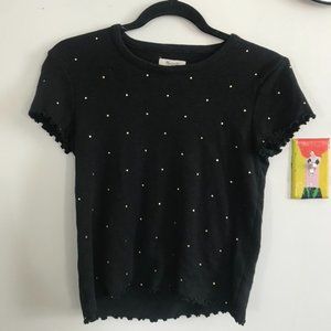 Madewell Gold Polka Dot Ruffle T